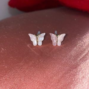 Light pink butterfly earrings